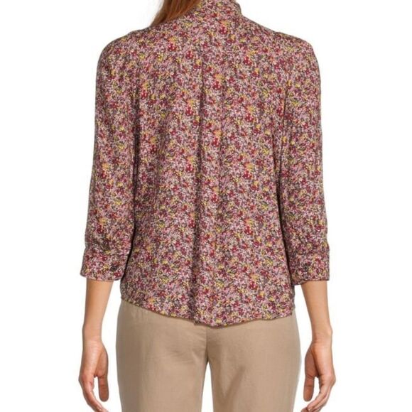 Zadig & Voltaire Blouse Bow Neckline in Floral Rose NWTs Size Small - Picture 2 of 9